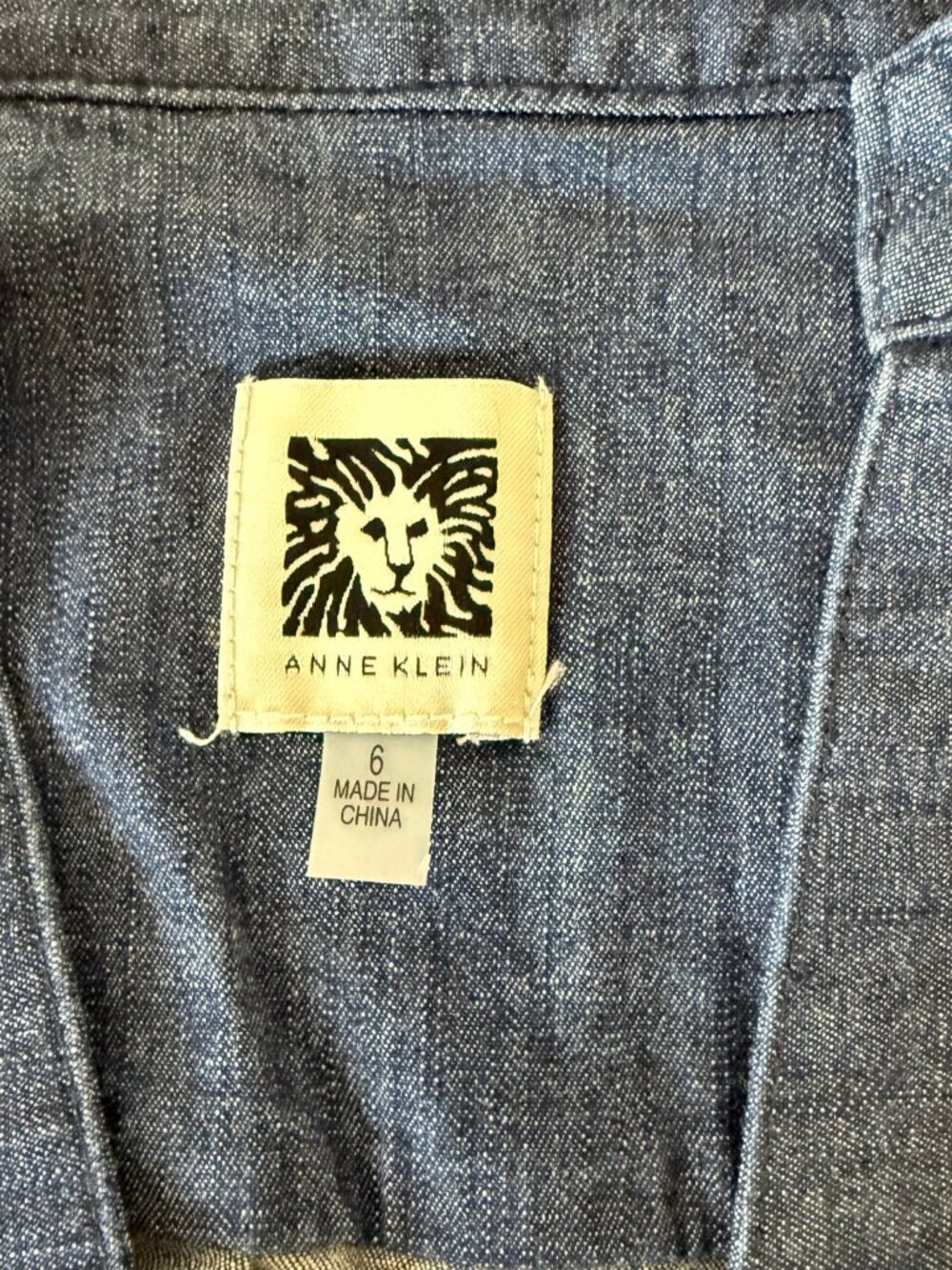 Anne Klein Lightweight Denim Gold Zipper  Shift Dress  Sz 6 - Picture 5 of 11